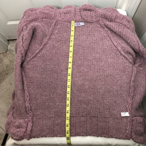 LINK DONNA Alpaca Wool Blend Made Italy Maroon Knit Cardigan M Check Measurement - Picture 15 of 16